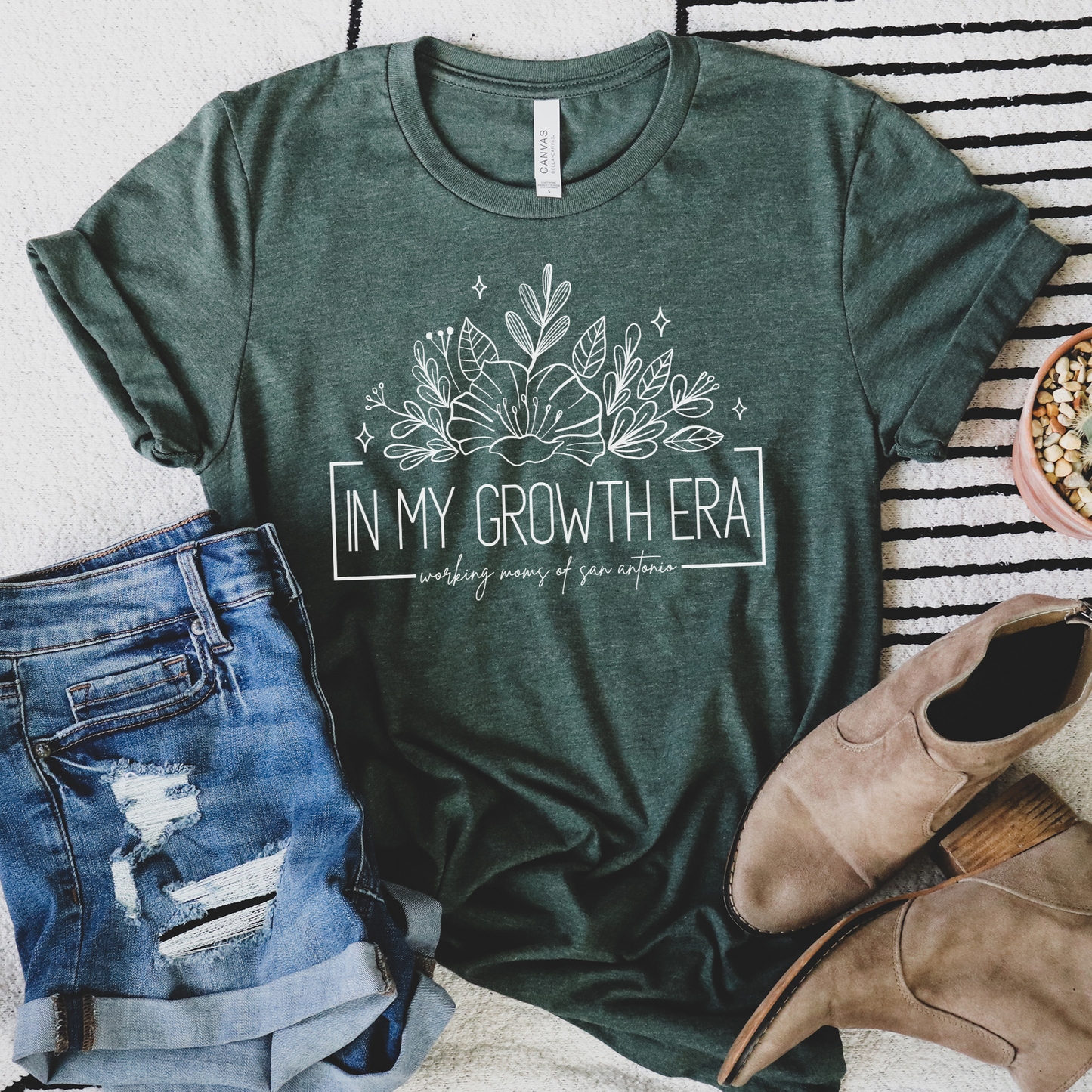 In My Growth Era Tee (Heather Black, Heather Forest)