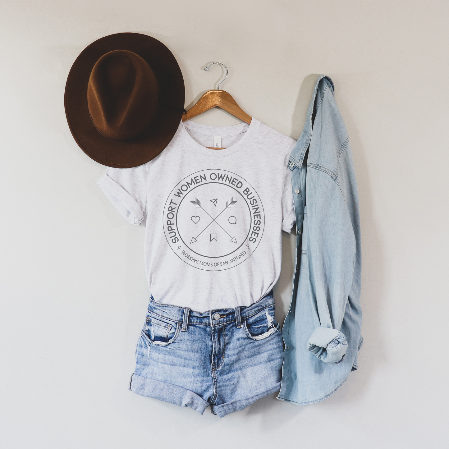 Support Women Owned Businesses Tee (Ash, Heather Dusty Blue)