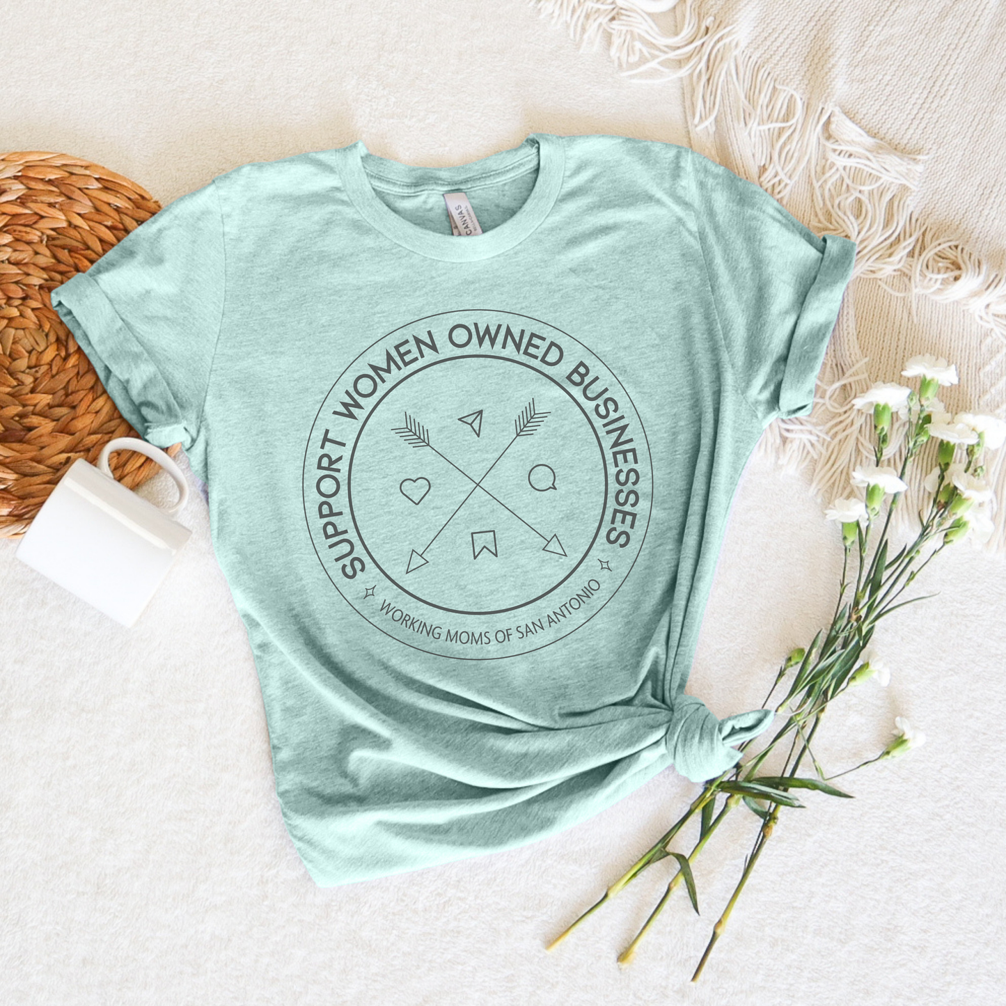 Support Women Owned Businesses Tee (Ash, Heather Dusty Blue)