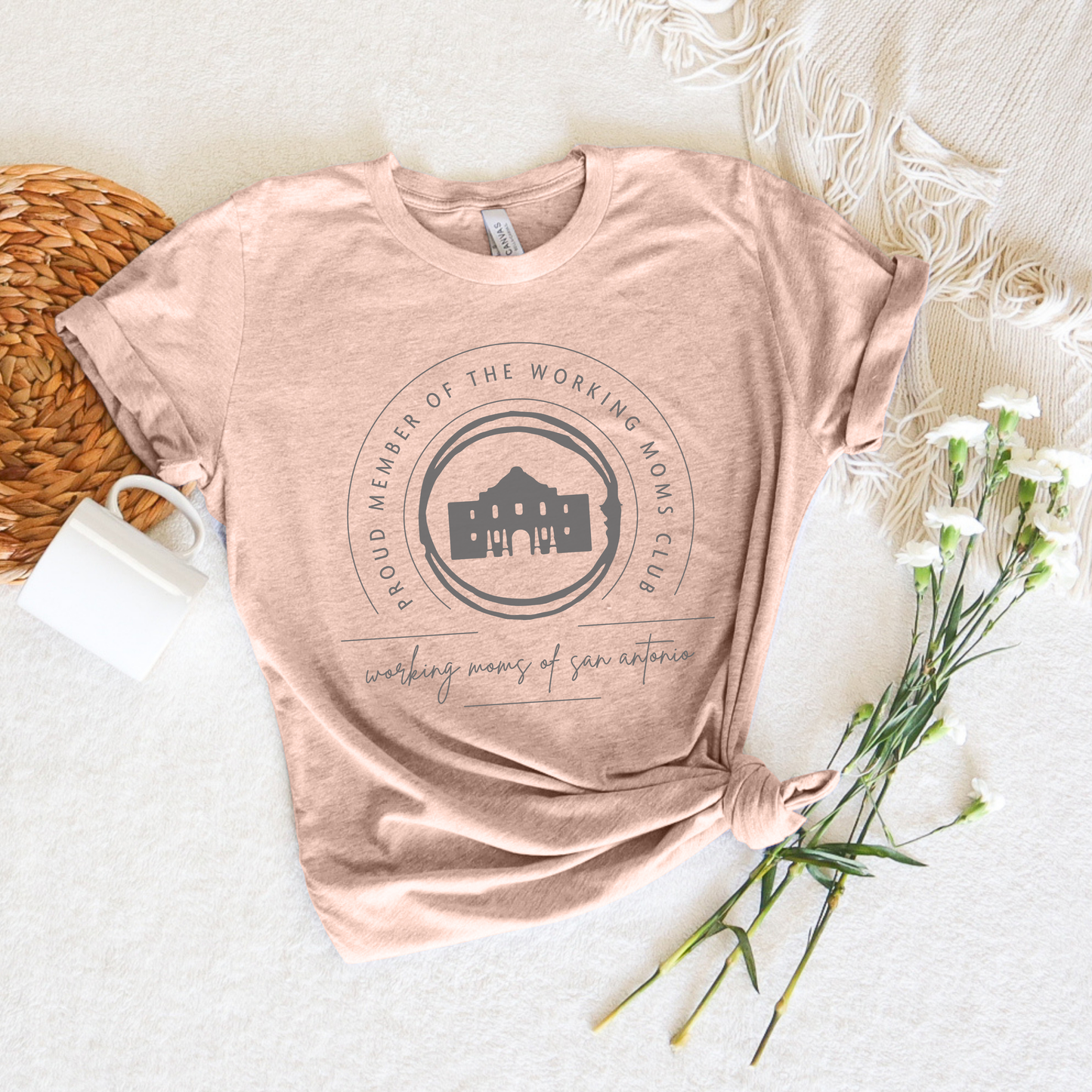 Working Moms Club Tee (Ash, Heather Peach)