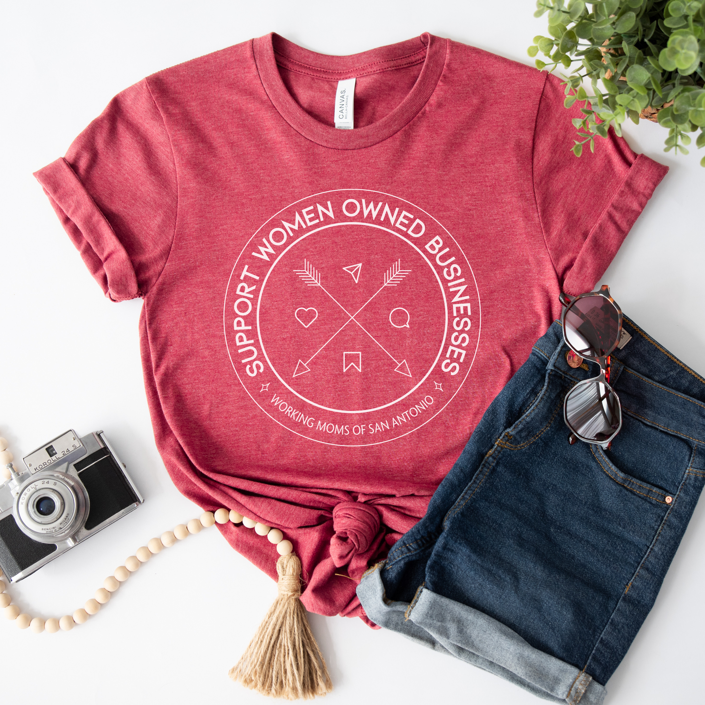 Support Women Owned Businesses Tee (Heather Black, Heather Raspberry)