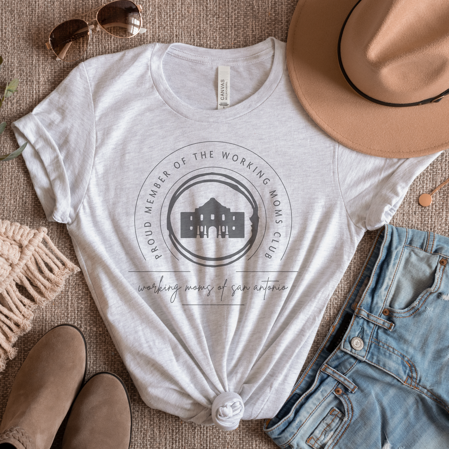 Working Moms Club Tee (Ash, Heather Peach)