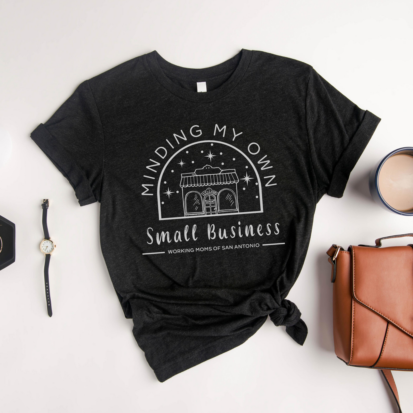 Minding My Own Small Business Tee (Heather Black, Mauve, Heather True Blue)