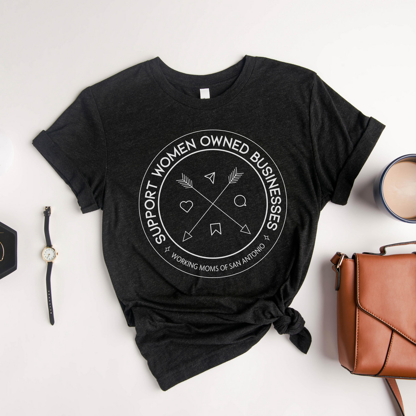 Support Women Owned Businesses Tee (Heather Black, Heather Raspberry)