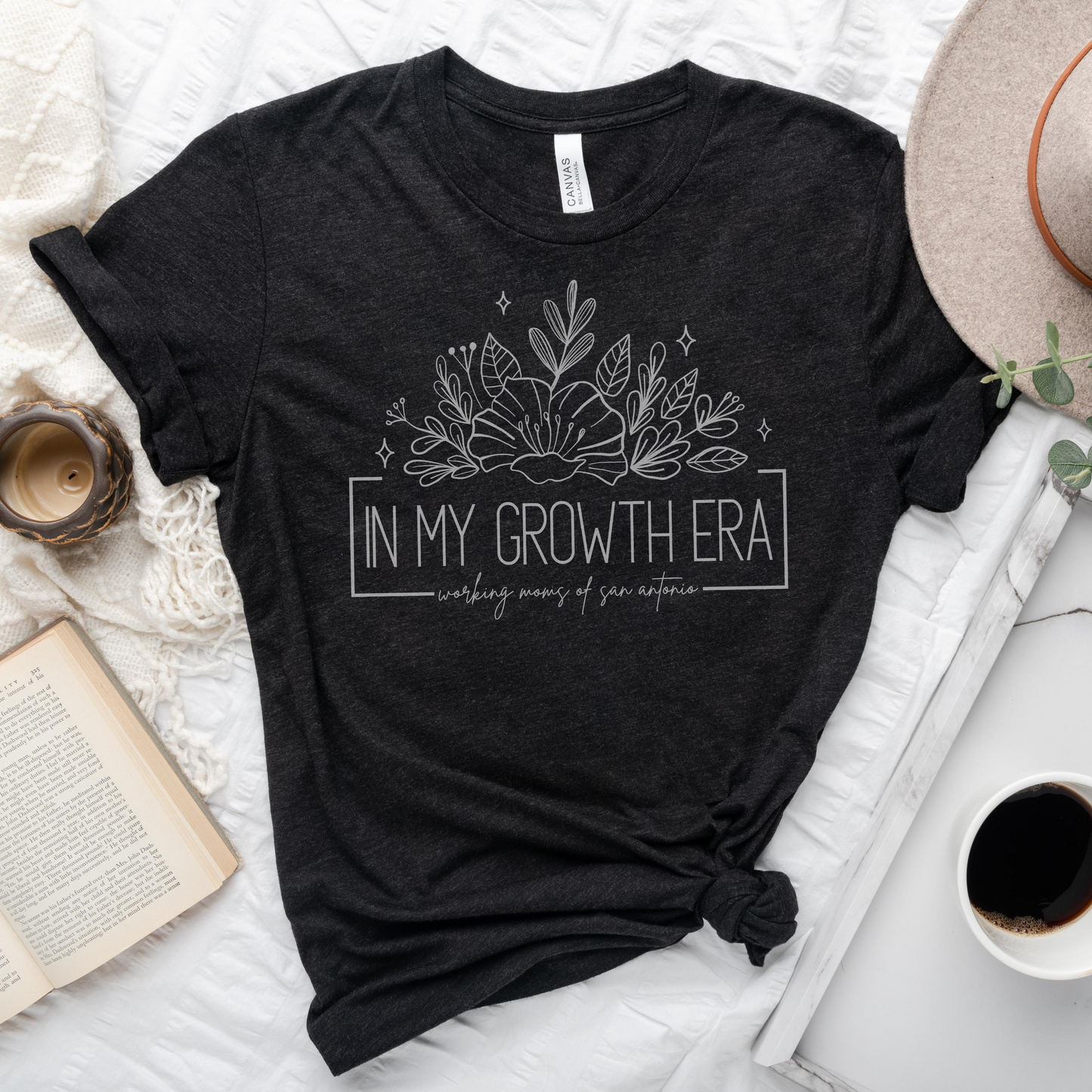 In My Growth Era Tee (Heather Black, Heather Forest)